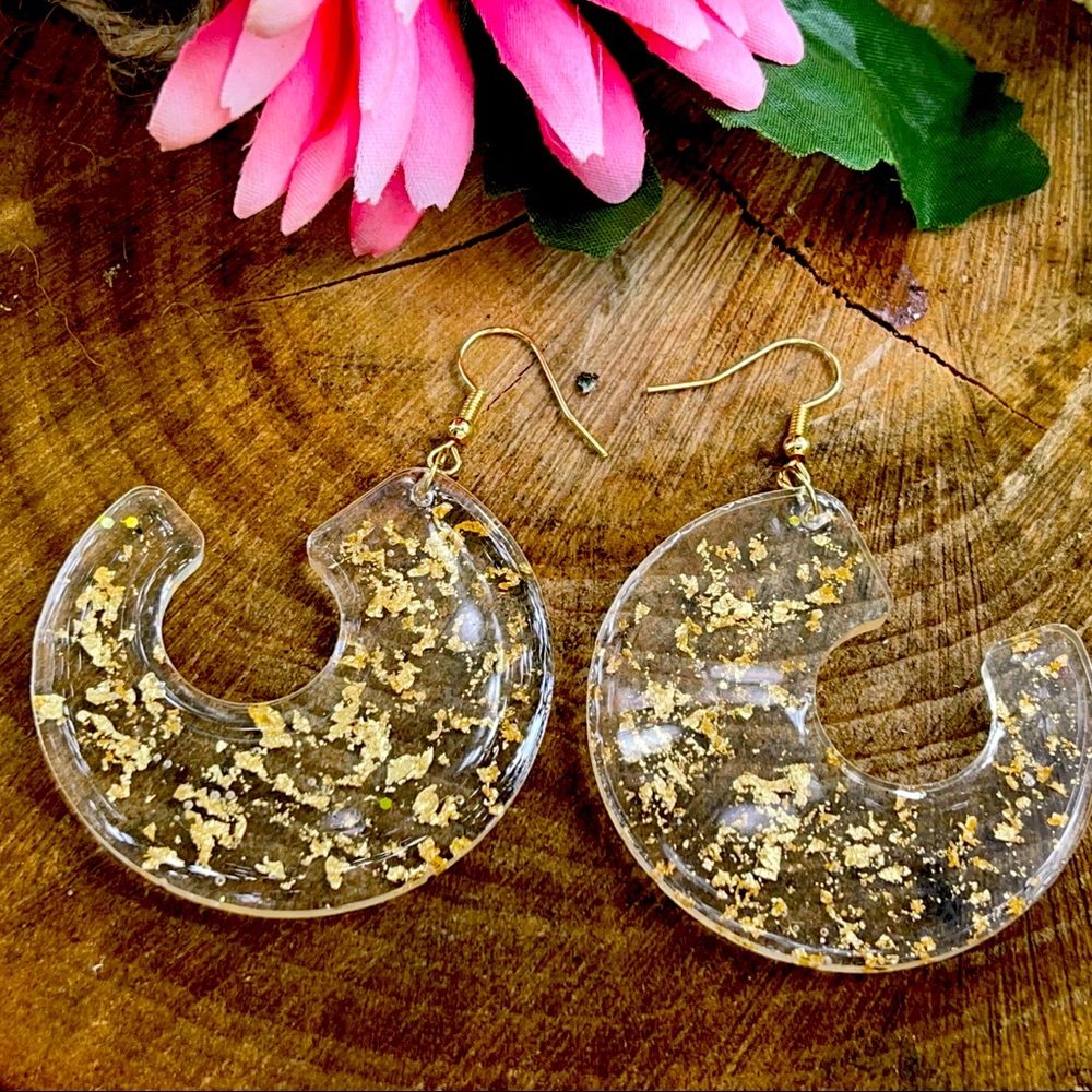 Handmade Chunky Half-Moon Resin Earrings